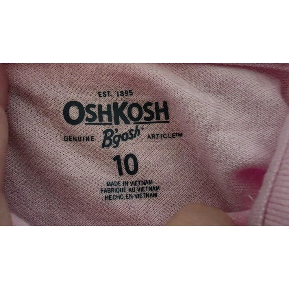 Oshkosh Girl's Pink Long Sleeve Polo Shirt Size 10 READ Description